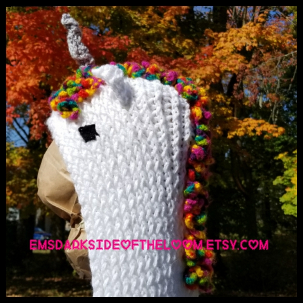 Rainbow Unicorn Scoodie Scarf with Hood Pocket Scarf